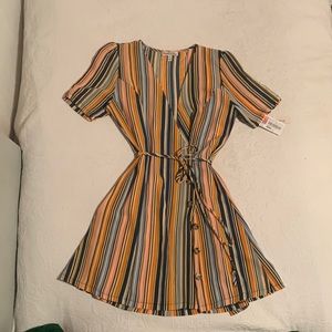 multicolored wrap dress